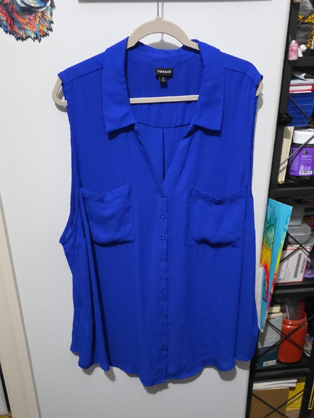 torrid Sleeveless Button-Front Blouse in Bright Blue